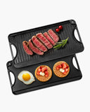 Reversible Grill/Griddle, 20x10 inch Pre-Seasoned Cast Iron Griddle, Portable Rectangular Pan with Handle, Family Cookware for Indoor/Outdoor Stove Top Burner, Gas, Camping BBQ, Black