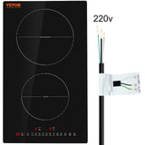 Electric Cooktop, 2 Burners, 12 Induction Stove Top, Built-in Magnetic Cooktop 3000W, 9 Heating Level Multifunctional Burner, LED Touch Screen Child Lock  Over-Temperature Protection