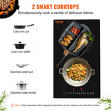 Electric Cooktop, 2 Burners, 12 Induction Stove Top, Built-in Magnetic Cooktop 3000W, 9 Heating Level Multifunctional Burner, LED Touch Screen Child Lock  Over-Temperature Protection