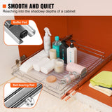 15.5inWx21inDx3.5inH Pull Out Cabinet Organizer, Heavy Duty Slide Out Pantry Shelves, Steel Roll Out Drawers, Sliding Drawer Storage for Home Under Sink, 17inWx22inDx7inH Install Size for Cabinet