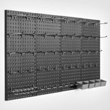 Metal Pegboard Panels, 24in x 12in Pegboard, 4 Panels, Heavy Duty Peg Board Wall Organizer with Accessories, for Living Room Garage Tool Storage Office Organization Craft Room Kitchen Home, Black