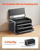 Metal Tool Box, 8.6-inch, Portable Metal Tool Box with 3 Drawers, Small Tool Chest with EVA Liners and PP Feet Pads, Heavy-Duty Steel With Ball Bearing Opening and Powder Coated Finish, Black