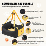 Dog Car Seat, Waterproof Dog Booster Seat for Car with Side Handles and A Storage Pocket, Clip-On Safety Leash and PP Cotton Filling, Dog Car Bed for Small Dog up to 25lbs, Black