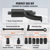 Torque Multiplier, 1 Inch Drive Lug Nut Wrench/Multiplier Heavy Duty Torque Multiplier Wrench Set, 1:64 6,800N.m Lug Nut Remover, Includes 8 Sockets (24-38mm) and Storage Case