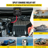 Dual Battery Isolation Kit, 6m 12V, Auto Split Charge Relay System with 140AMP VSR, Fits RVs, Marine Crafts, Cars, Trucks, Caravans, Campers, Yachts, ATVs, UTVs, and Boats Workshop