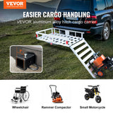 50 x 29.5 x 8.7 inch Hitch Cargo Carrier, 500lbs Capacity Trailer Hitch Mounted Cargo Basket, Aluminum Luggage Carrier Rack with Folding Ramp, Fits 2in Hitch Receiver for SUV Truck Pickup Camping