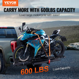 Motorcycle Carrier, 600 LBS Steel Motorcycle Carrier Hitch Mount with Loading Ramp, Scooter Dirt Bike Trailer Hauler with Ratchet Straps and Stabilizer, for Car, Truck with 2in Hitch Receiver