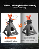 Jack Stands, 6 Ton (13,000 lbs) Capacity, 14.6-22.8 in Adjustable Height, Heavy Duty Steel Jack Auto Stands with Double Locking, for Lifting RV, Small Truck, Car, SUV, 1 Pair, Black and Orange