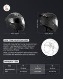 Motorcycle Helmet, Modular, Adult Motocross Dirt Bike Helmet with Large Clear Visor, Comfortable Motorbike Racing Street with Detachable Liner for Men  Women, DOT Approved, (Matte Black, L)