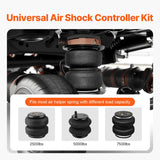 Air Shock Controller Kit, 12V 100PSI On Board Air Compressor System, Air Ride Suspension Compressor Kit with Single Path System, Pressure Gauge  Air Line for Trucks Vans