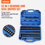 52PCS Custom Bushing Bearing  Seal Driver Set, Transmission Wheel Axle Bearing Race, Seal Driver Installer Remover, 18-65mm  74mm Metric Discs Bush Removal Puller Bearing Press Tool Kit