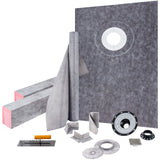 Shower Curb Kit 38\in x 60\in Watertight Shower Curb Overlay with 4\in PVC Offset Bonding Flange, 4\in Stainless Steel Grate, 2 Cuttable Shower Curb and Trowel, Shower Pan Slope Sticks Fit for Bathr
