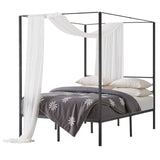 Full Size Canopy Bed Frame, Metal Canopy Bed with Four Posters Design, Heavy Duty Steel Slats Support, Underbed Storage Space, No Box Spring Needed, Easy Assembly, Black