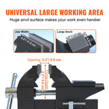Bench Vise, 4.5-inch Jaw Width 3.3-inch Jaw Opening , 240-Degree Swivel Locking Base Multipurpose Vise with Anvil, Heavy Duty Cast Iron Workbench Vise with Bolts  Nuts, for Drilling, Pipe Cutti