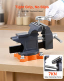 Bench Vise, 4.5 Inch, Portable Workbench Vice with 270 Swivel Base, Quick Release Rotating Bench Clamp, Cast Iron Construction, for Woodworking, Metalworking, Drilling, Sawing, Cutting Conduit