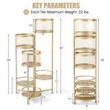 6-Tier Metal Plant Stand with Folding Rotatable Frame for Balcony Garden