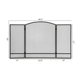 3-Panel Foldable Fireplace Screen with Wrought Metal Mesh