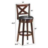 Swivel X-back Upholstered Counter Height Bar Stool with PVC Cushioned Seat