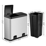16 Gallon Dual Step Stainless Steel Double Bucket Trash Can