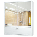 Double Door Wall-Mounted Bathroom Mirrored Medicine Cabinet-White