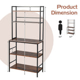 5-Tier Kitchen Bakers Rack with Hutch and Open Shelves