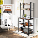5-Tier Kitchen Bakers Rack with Hutch and Open Shelves