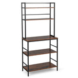 5-Tier Kitchen Bakers Rack with Hutch and Open Shelves