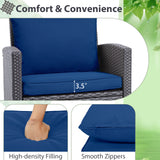3 Pieces Rattan Patio Furniture Set with Washable Cushion