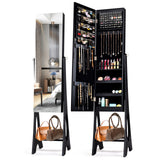 Freestanding Jewelry Cabinet Armoire Organizer with Bevel Edge Mirror