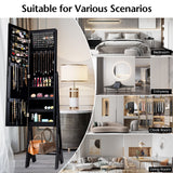 Freestanding Jewelry Cabinet Armoire Organizer with Bevel Edge Mirror
