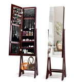 Freestanding Jewelry Cabinet Armoire Organizer with Bevel Edge Mirror