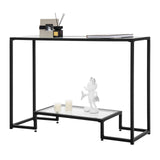 Entryway Console Sofa Side Table with Tempered Glass-Black