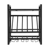 10 Bottles Wall Mounted Wine Rack with Glass Holder