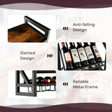 10 Bottles Wall Mounted Wine Rack with Glass Holder