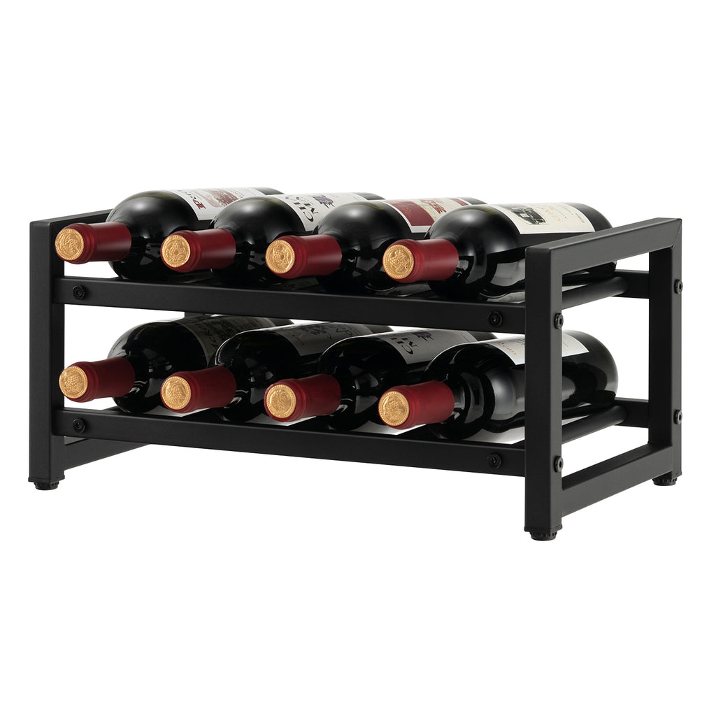 2-Tier 8-Bottle Display Wine Rack with Adjustable Foot Pads – Skonyon