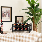 2-Tier 8-Bottle Display Wine Rack with Adjustable Foot Pads