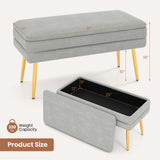 Velvet Upholstered Storage Bench with Removable Top