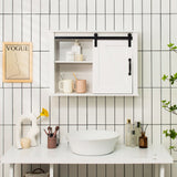 Bathroom Wall-Mounted Medicine Cabinet Organizer with Sliding Barn Door