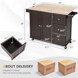 SUGUIFT Kitchen Island Trolley Cart Wood with Drop-Leaf Tabletop and Storage Cabinet