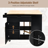 Drop-Leaf Kitchen Island Cart with Rubber Wood Top