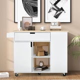Drop-Leaf Kitchen Island Cart with Rubber Wood Top