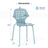 Set of 4 Metal Dining Chair with Hollowed Backrest and Metal Legs