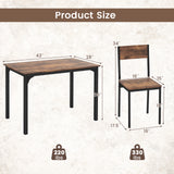 5 Piece Dining Table Set Industrial Style Kitchen Table and Chairs
