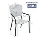 Set of 4 Patio Rattan Stackable Dining Chair with? Armrest for Garden