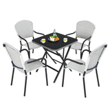 Set of 4 Patio Rattan Stackable Dining Chair with? Armrest for Garden