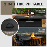 57 Inch 50 000 BTU Rectangular Propane Outdoor Fire Pit Table