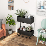2-Tier Metal Elevated Garden Bed with Raised Flower Box