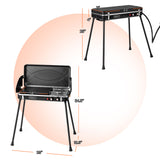 2-in-1 Gas Camping Grill and Stove with Detachable Legs-Black