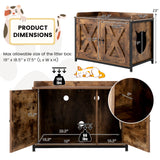 Cat Litter Box Enclosure with Double Doors and Adjustable Footpads