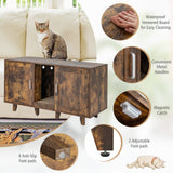 2-Door Cat Litter Box Enclosure with Winding Entry and Scratching Board